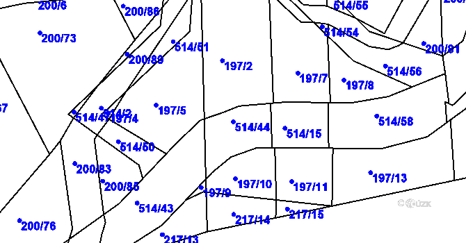 Parcela st. 514/44 v KÚ Kloušov, Katastrální mapa