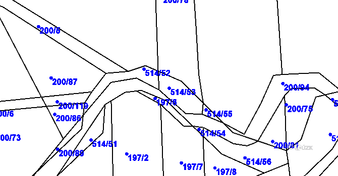 Parcela st. 514/53 v KÚ Kloušov, Katastrální mapa