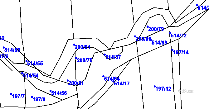 Parcela st. 514/57 v KÚ Kloušov, Katastrální mapa