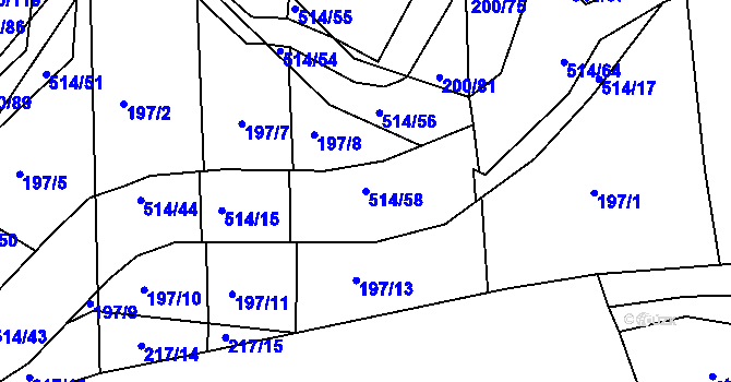 Parcela st. 514/58 v KÚ Kloušov, Katastrální mapa