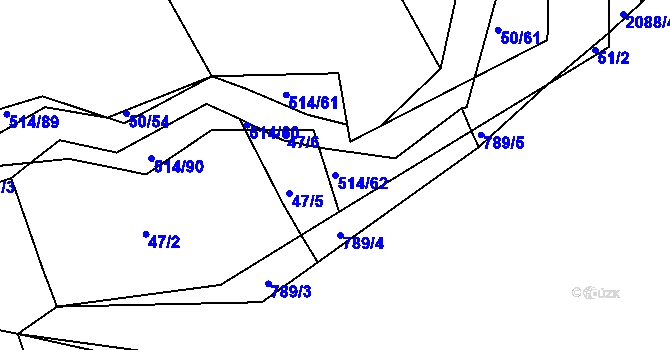 Parcela st. 514/62 v KÚ Kloušov, Katastrální mapa
