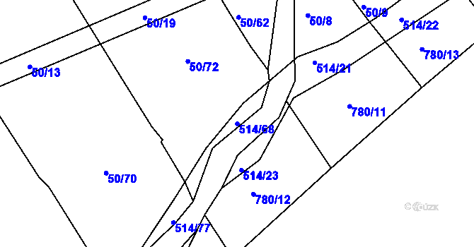 Parcela st. 514/68 v KÚ Kloušov, Katastrální mapa