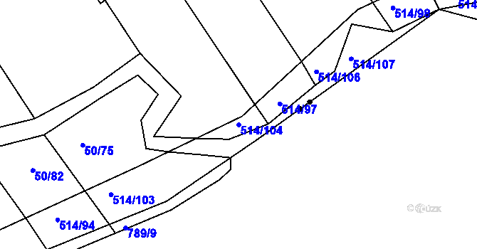 Parcela st. 514/104 v KÚ Kloušov, Katastrální mapa