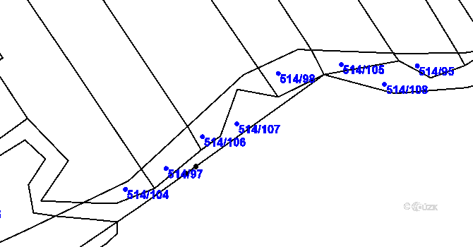 Parcela st. 514/107 v KÚ Kloušov, Katastrální mapa
