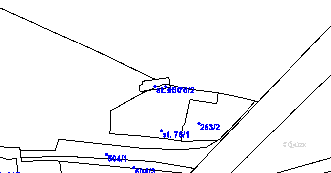 Parcela st. 76/2 v KÚ Kloušov, Katastrální mapa