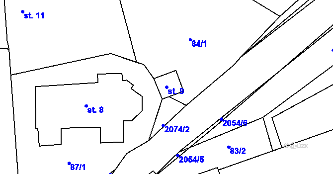 Parcela st. 9 v KÚ Merklín u Přeštic, Katastrální mapa