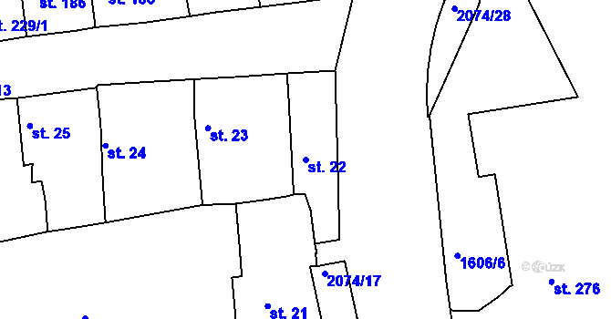 Parcela st. 22 v KÚ Merklín u Přeštic, Katastrální mapa