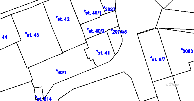 Parcela st. 41 v KÚ Merklín u Přeštic, Katastrální mapa