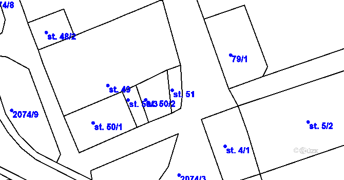 Parcela st. 51 v KÚ Merklín u Přeštic, Katastrální mapa