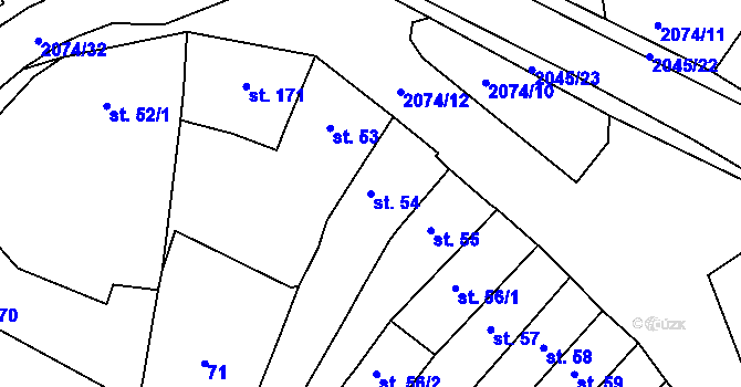 Parcela st. 54 v KÚ Merklín u Přeštic, Katastrální mapa