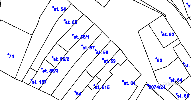 Parcela st. 58 v KÚ Merklín u Přeštic, Katastrální mapa