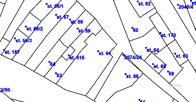 Parcela st. 61 v KÚ Merklín u Přeštic, Katastrální mapa
