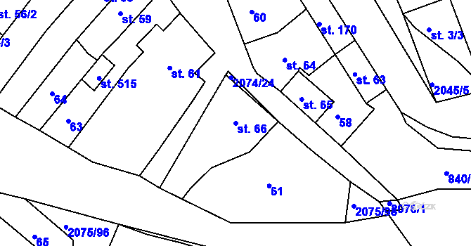 Parcela st. 66 v KÚ Merklín u Přeštic, Katastrální mapa