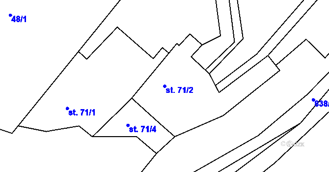 Parcela st. 71/2 v KÚ Merklín u Přeštic, Katastrální mapa