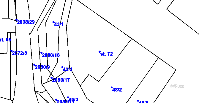 Parcela st. 72 v KÚ Merklín u Přeštic, Katastrální mapa
