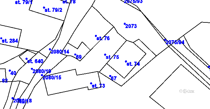 Parcela st. 75 v KÚ Merklín u Přeštic, Katastrální mapa