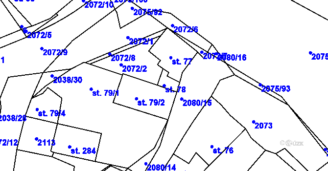 Parcela st. 78 v KÚ Merklín u Přeštic, Katastrální mapa