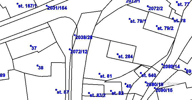 Parcela st. 80 v KÚ Merklín u Přeštic, Katastrální mapa