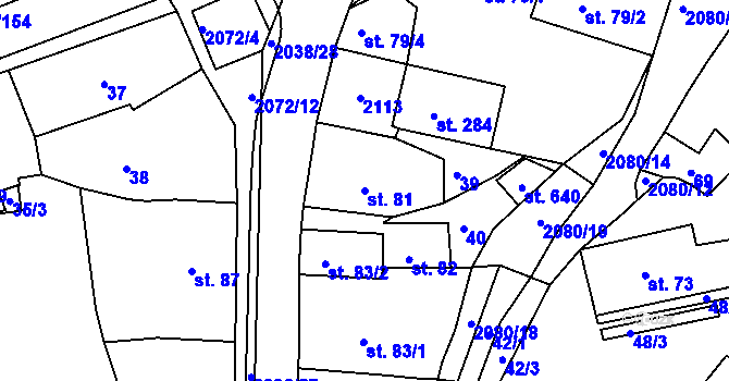 Parcela st. 81 v KÚ Merklín u Přeštic, Katastrální mapa