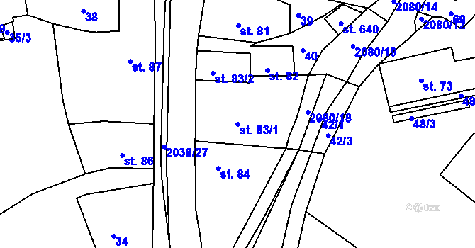Parcela st. 83/1 v KÚ Merklín u Přeštic, Katastrální mapa