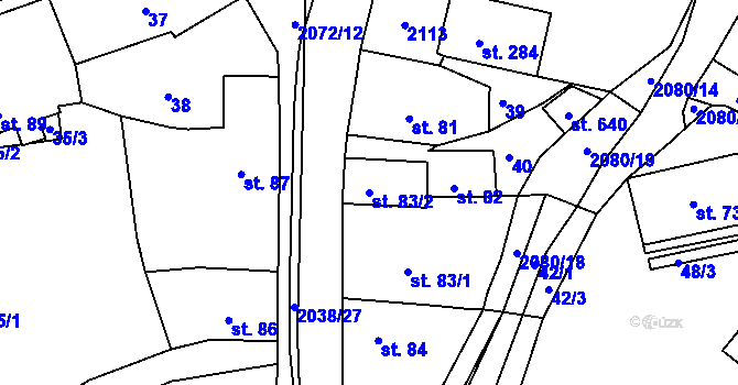 Parcela st. 83/2 v KÚ Merklín u Přeštic, Katastrální mapa