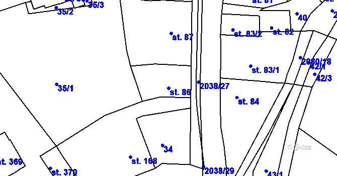 Parcela st. 86 v KÚ Merklín u Přeštic, Katastrální mapa