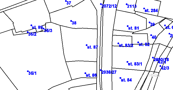 Parcela st. 87 v KÚ Merklín u Přeštic, Katastrální mapa