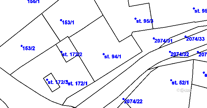 Parcela st. 94/1 v KÚ Merklín u Přeštic, Katastrální mapa