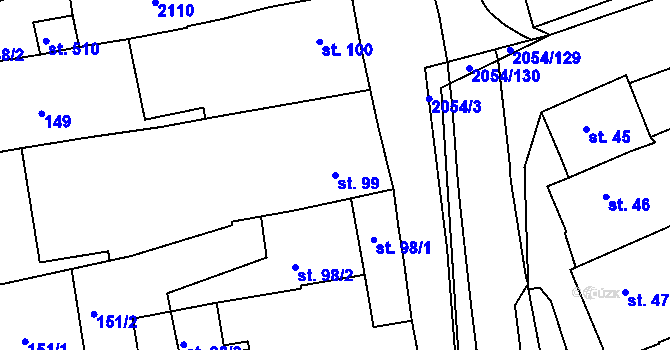 Parcela st. 99 v KÚ Merklín u Přeštic, Katastrální mapa