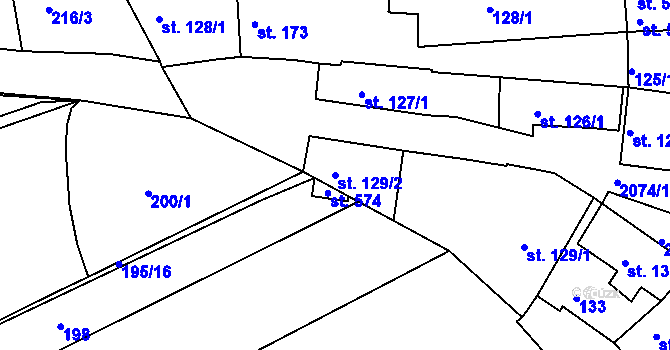 Parcela st. 129/2 v KÚ Merklín u Přeštic, Katastrální mapa