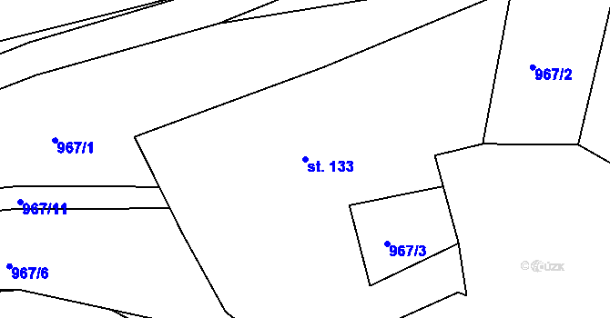 Parcela st. 133 v KÚ Merklín u Přeštic, Katastrální mapa