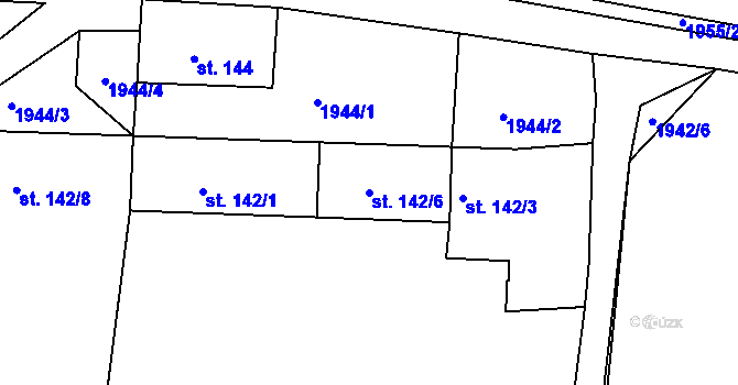Parcela st. 142/6 v KÚ Merklín u Přeštic, Katastrální mapa