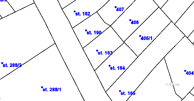 Parcela st. 163 v KÚ Merklín u Přeštic, Katastrální mapa