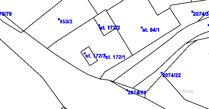 Parcela st. 172/1 v KÚ Merklín u Přeštic, Katastrální mapa