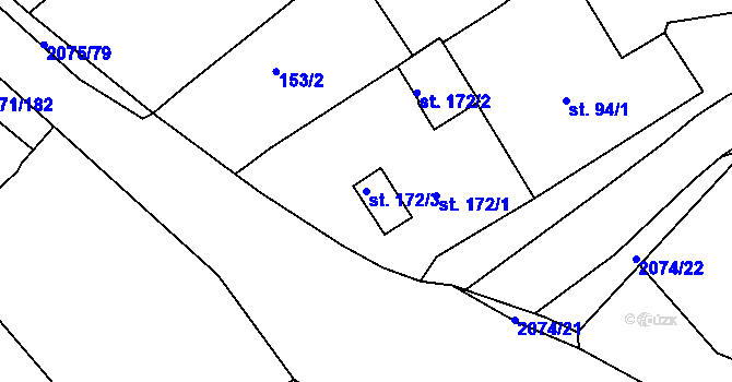 Parcela st. 172/3 v KÚ Merklín u Přeštic, Katastrální mapa