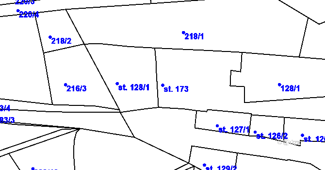 Parcela st. 173 v KÚ Merklín u Přeštic, Katastrální mapa