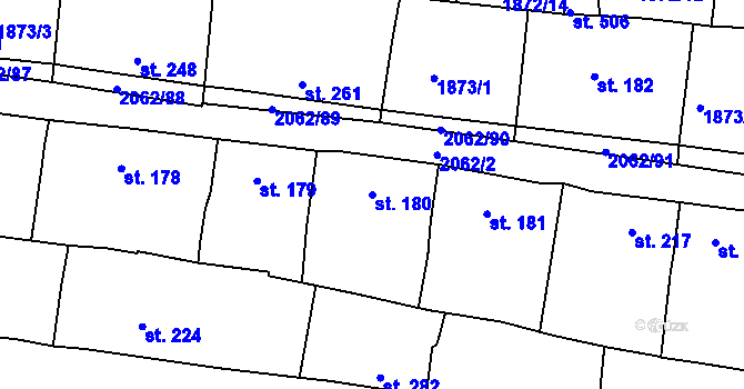 Parcela st. 180 v KÚ Merklín u Přeštic, Katastrální mapa