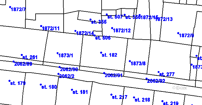 Parcela st. 182 v KÚ Merklín u Přeštic, Katastrální mapa
