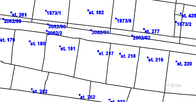 Parcela st. 217 v KÚ Merklín u Přeštic, Katastrální mapa