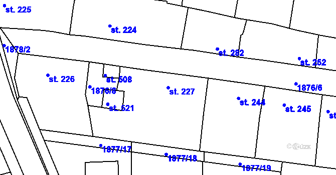 Parcela st. 227 v KÚ Merklín u Přeštic, Katastrální mapa