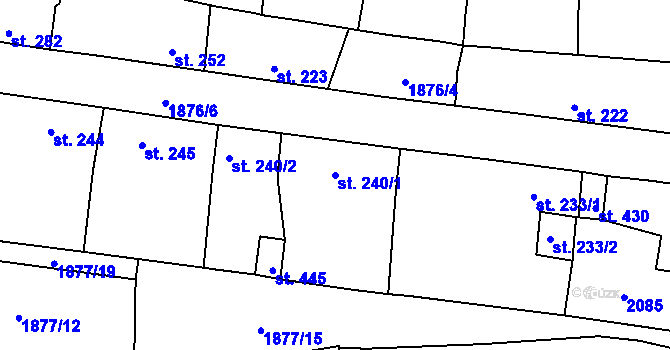 Parcela st. 240/1 v KÚ Merklín u Přeštic, Katastrální mapa