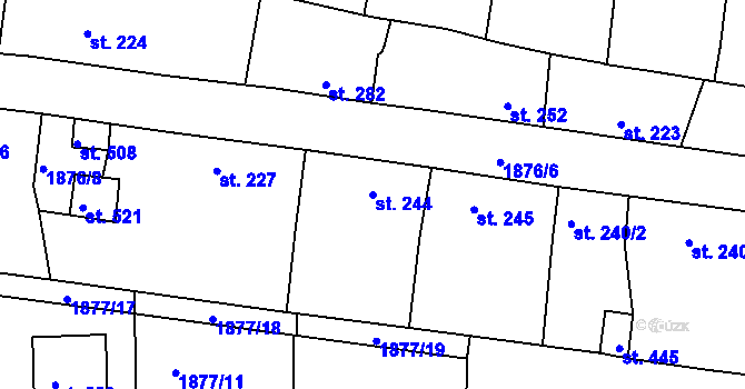 Parcela st. 244 v KÚ Merklín u Přeštic, Katastrální mapa