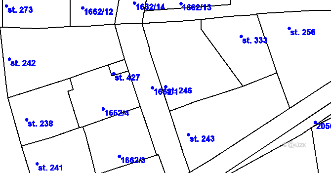 Parcela st. 246 v KÚ Merklín u Přeštic, Katastrální mapa