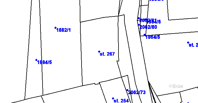 Parcela st. 267 v KÚ Merklín u Přeštic, Katastrální mapa