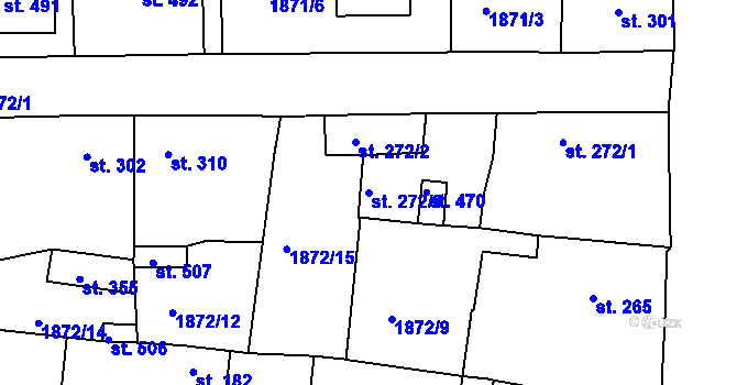 Parcela st. 272/3 v KÚ Merklín u Přeštic, Katastrální mapa