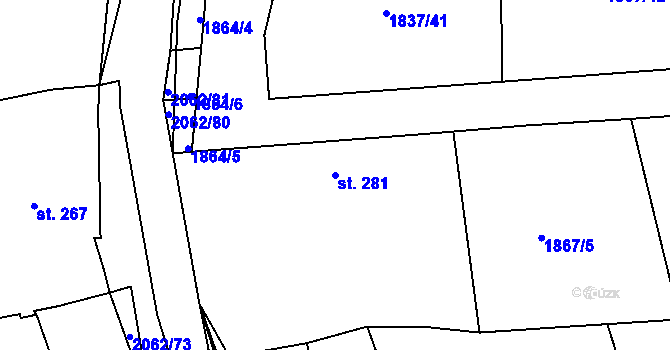 Parcela st. 281 v KÚ Merklín u Přeštic, Katastrální mapa