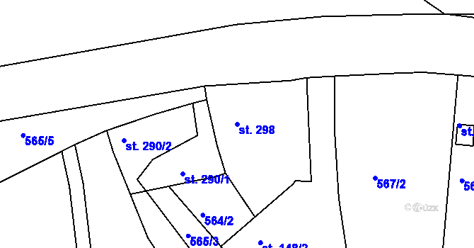 Parcela st. 298 v KÚ Merklín u Přeštic, Katastrální mapa