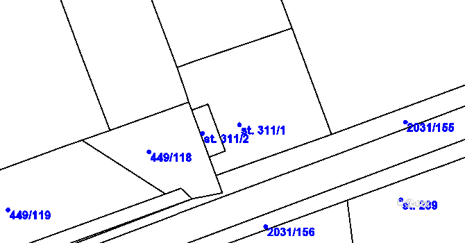 Parcela st. 311 v KÚ Merklín u Přeštic, Katastrální mapa
