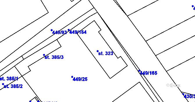 Parcela st. 323 v KÚ Merklín u Přeštic, Katastrální mapa
