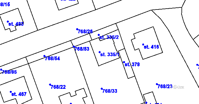 Parcela st. 335/1 v KÚ Merklín u Přeštic, Katastrální mapa
